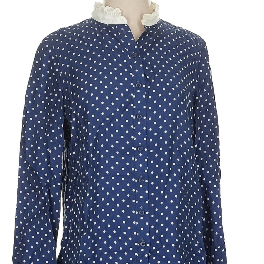 J Crew Ruffle Polka Dot Size S Long Sleeve Blouse - New